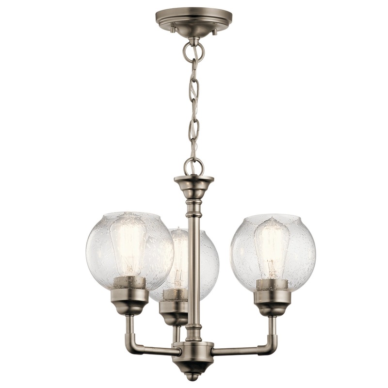 Kichler 43992AP Niles Three Light Chandelier/Semi Flush Mount, Antique Pewter