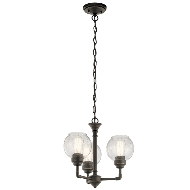 Kichler 43992OZ Niles Three Light Chandelier/Semi Flush Mount, Olde Bronze