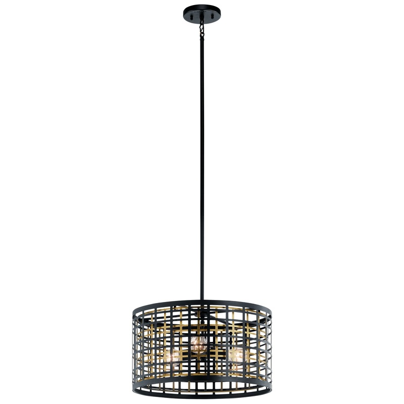 Kichler 44075BK Aldergate Three Light Pendant/Semi Flush Mount, Black