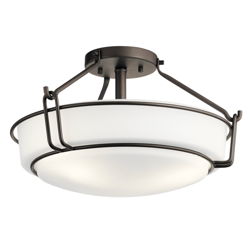 Kichler 44085OZ Alkire Three Light Semi Flush Mount, Olde Bronze
