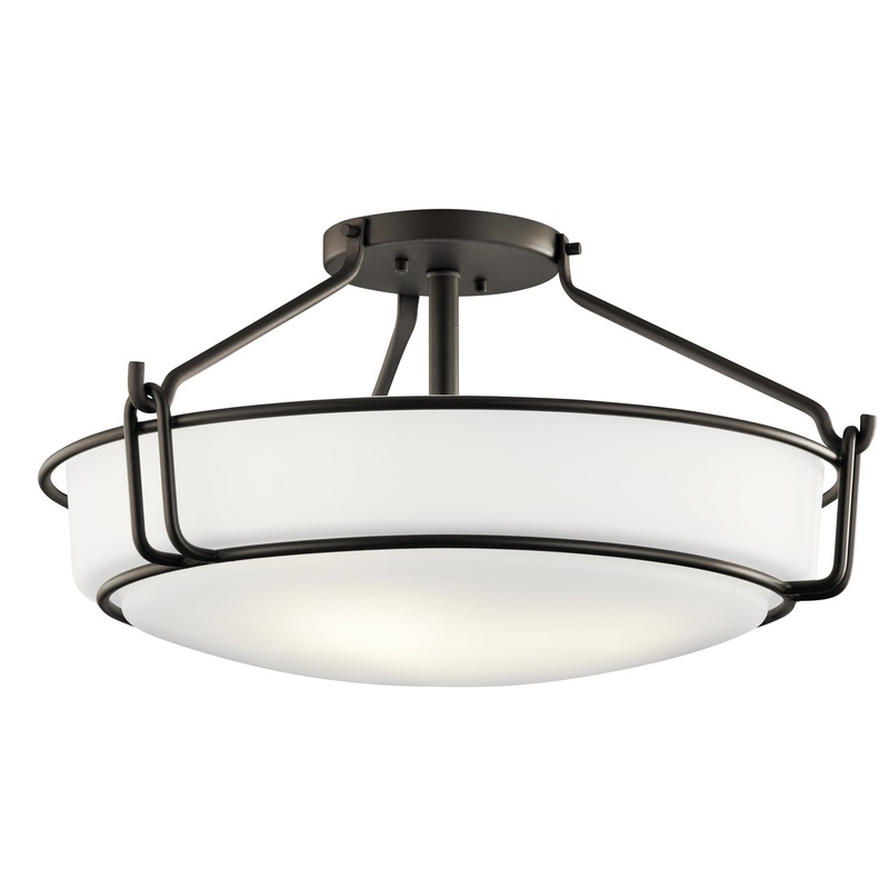 Kichler 44086OZ Alkire Four Light Semi Flush Mount, Olde Bronze