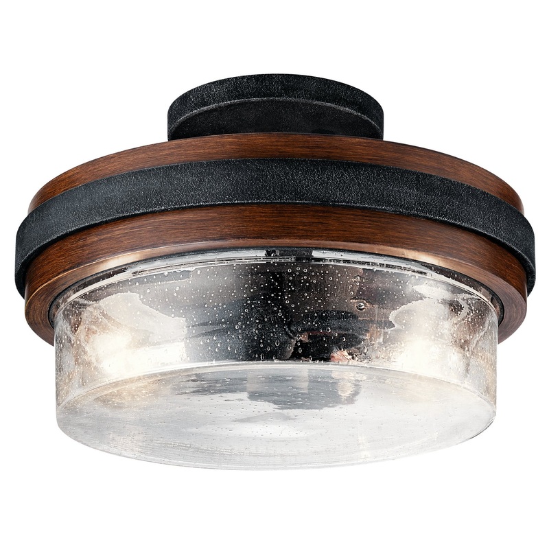 Kichler 44100AUB Grand Bank Two Light Semi Flush Mount, Auburn Stained Finish