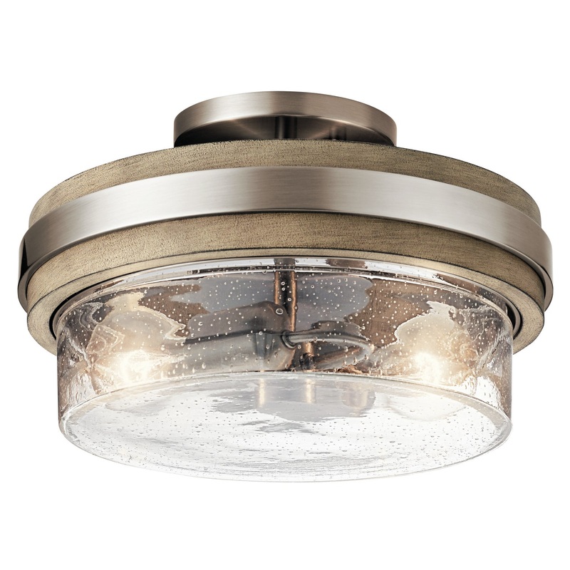 Kichler 44100CLP Grand Bank Two Light Semi Flush Mount, Classic Pewter
