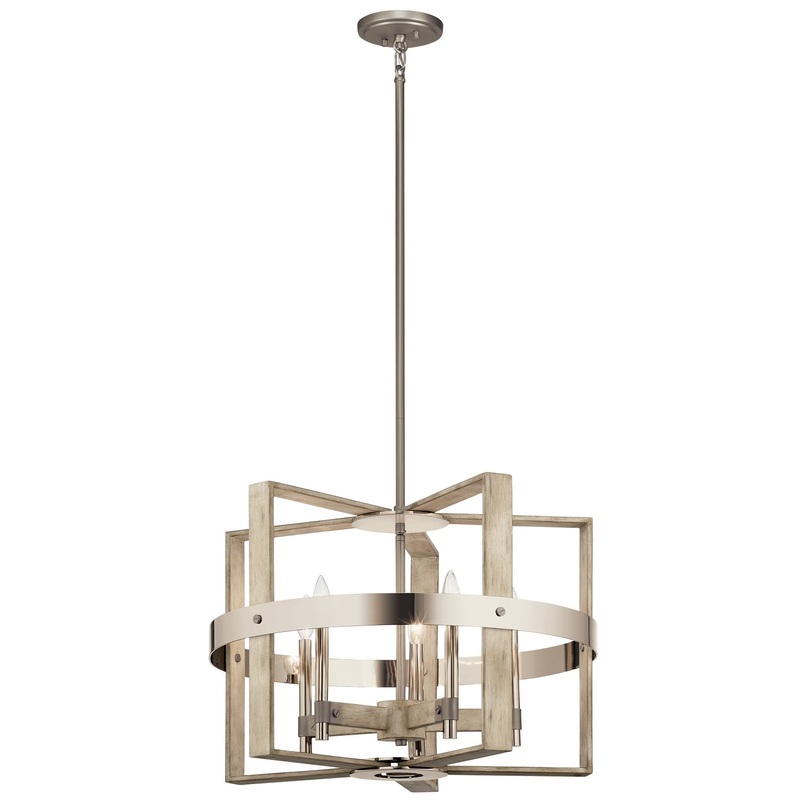 Kichler 44290WWW Peyton Five Light Chandelier, White Washed Wood