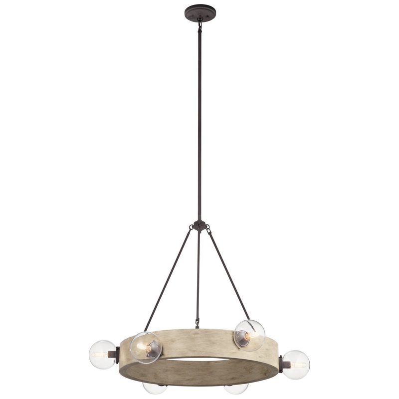 Kichler 44295WWW Marquee Six Light Chandelier, White Washed Wood (Discontinued)
