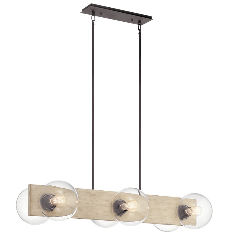 Kichler 44296WWW Marquee Six Light Linear Chandelier, White Washed Wood (Discontinued)