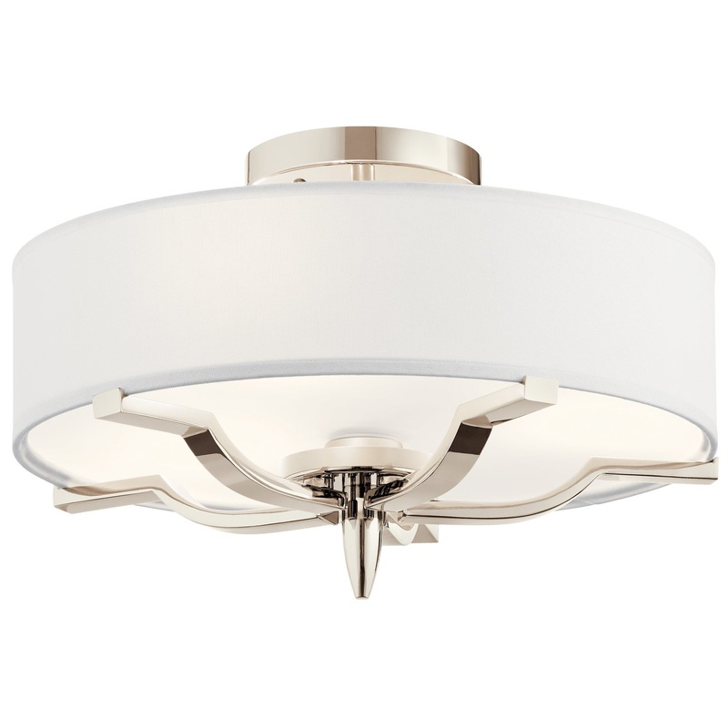 Kichler 44314PN Kinsey Three Light Flush Mount, Polished Nickel