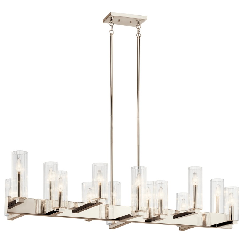 Kichler 44317PN Cleara 14 Light Linear Chandelier, Polished Nickel (Discontinued)
