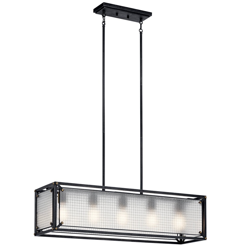 Kichler 44333DBK Steel Five Light Linear Chandelier, Distressed Black (Discontinued)