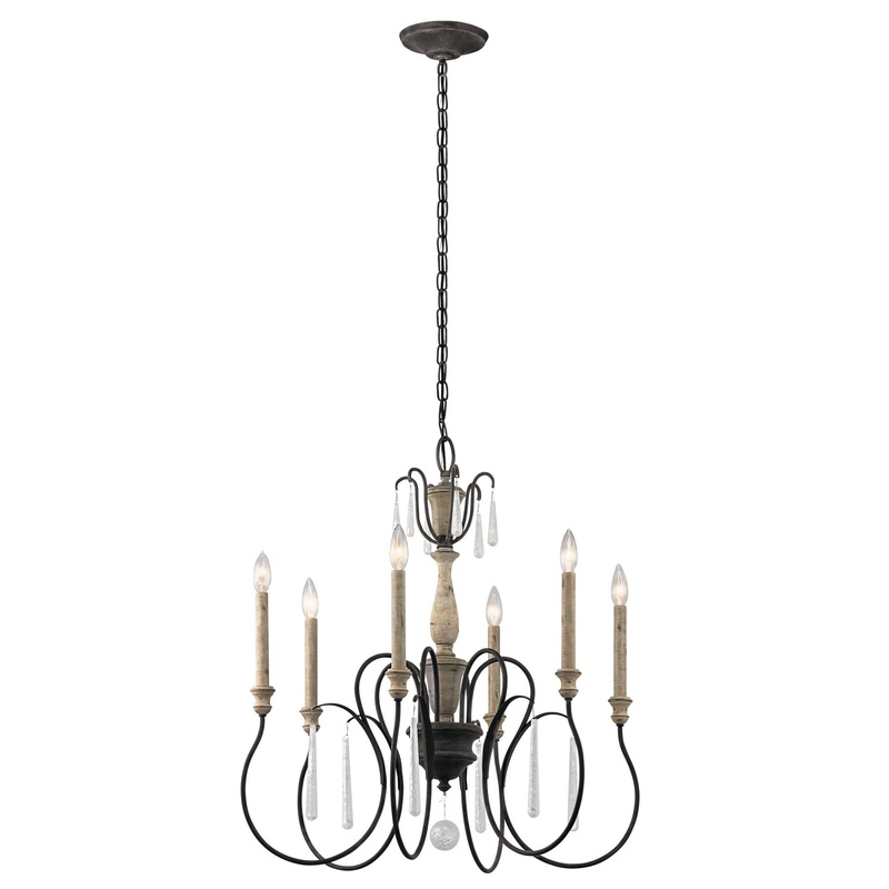 Kichler 43617WZC Kimblewick Six Light Chandelier, Weathered Zinc (Discontinued)