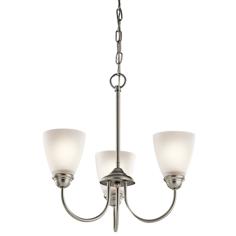 Kichler 43637NI Jolie Three Light Mini Chandelier, Brushed Nickel