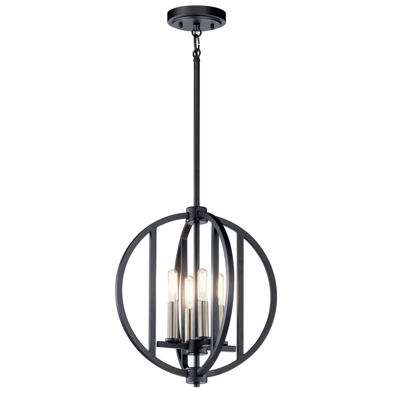 Kichler 43642BK Samural Four Light Chandelier, Black