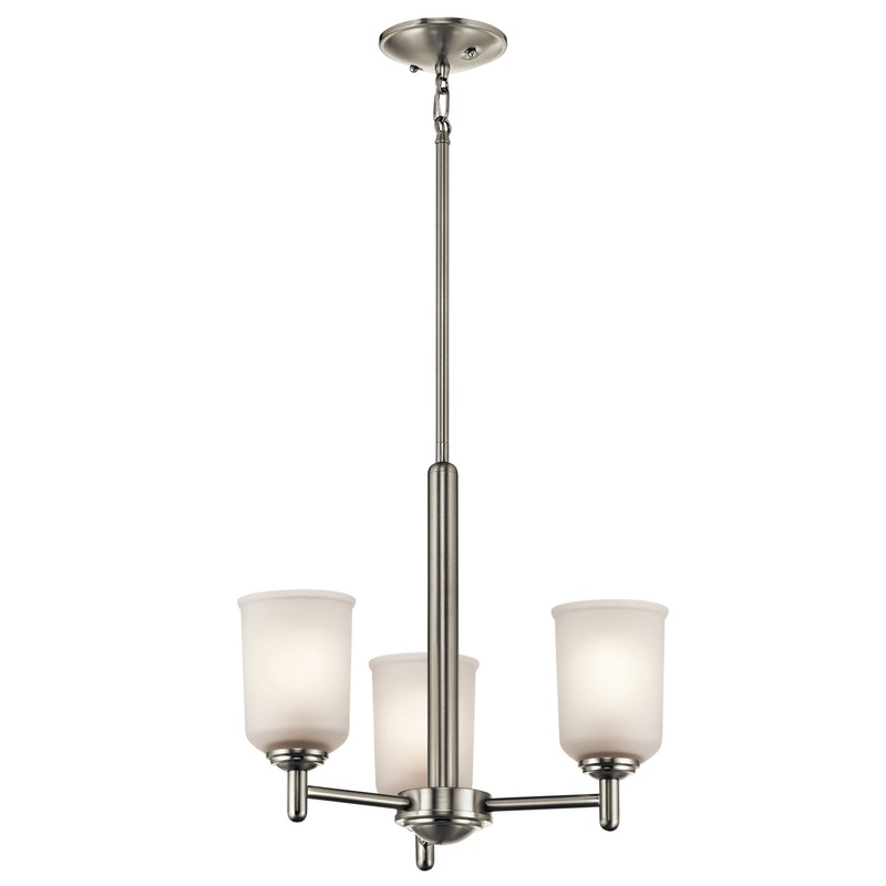 Kichler 43670NI Shailene Three Light Mini Chandelier, Brushed Nickel