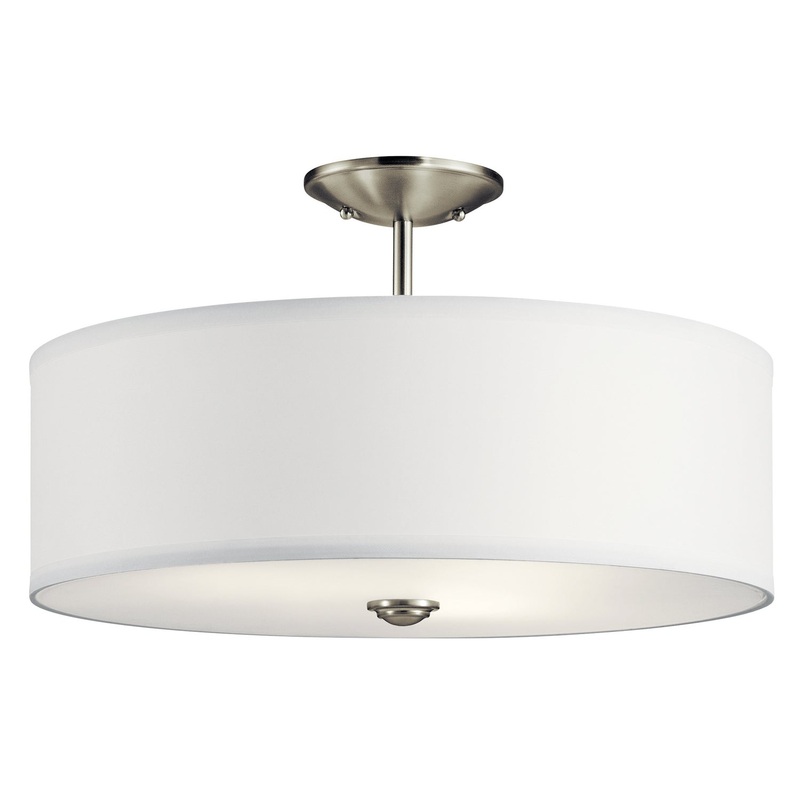 Kichler 43692NI Shailene Three Light Semi Flush Mount, Brushed Nickel