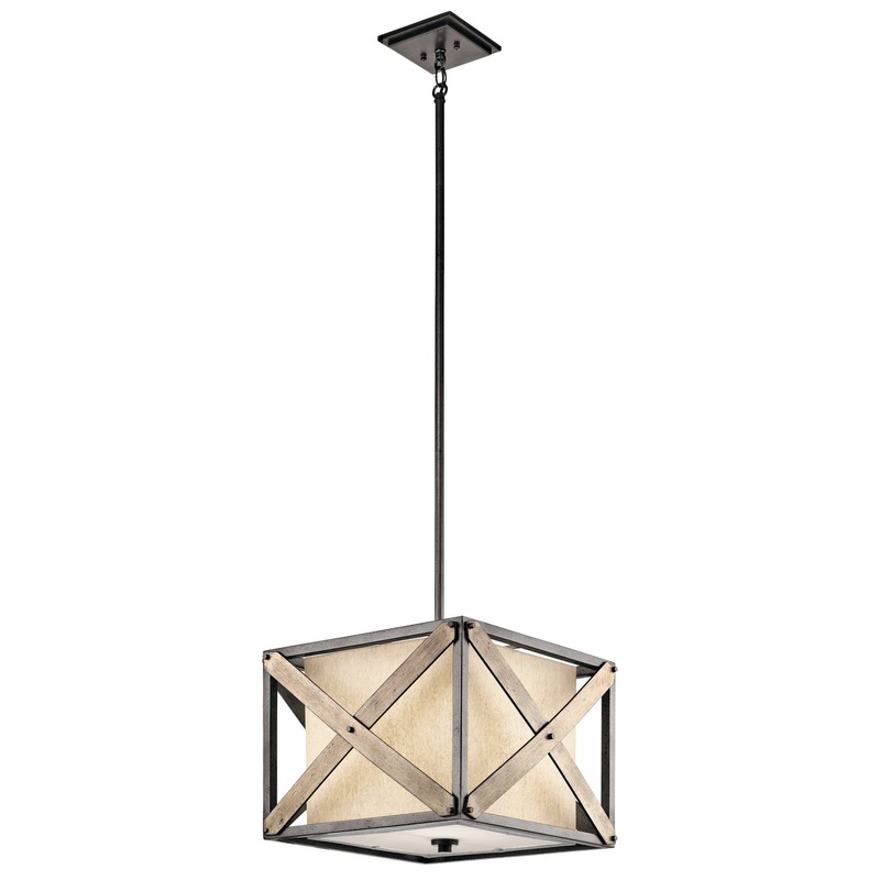Kichler 43775AVI Cahoon One Light Pendant/Semi Flush Mount, Anvil Iron