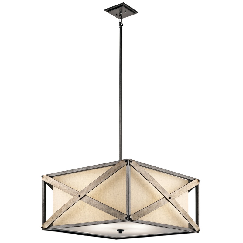 Kichler 43776AVI Cahoon Four Light Pendant/Semi Flush Mount, Anvil Iron (Discontinued)