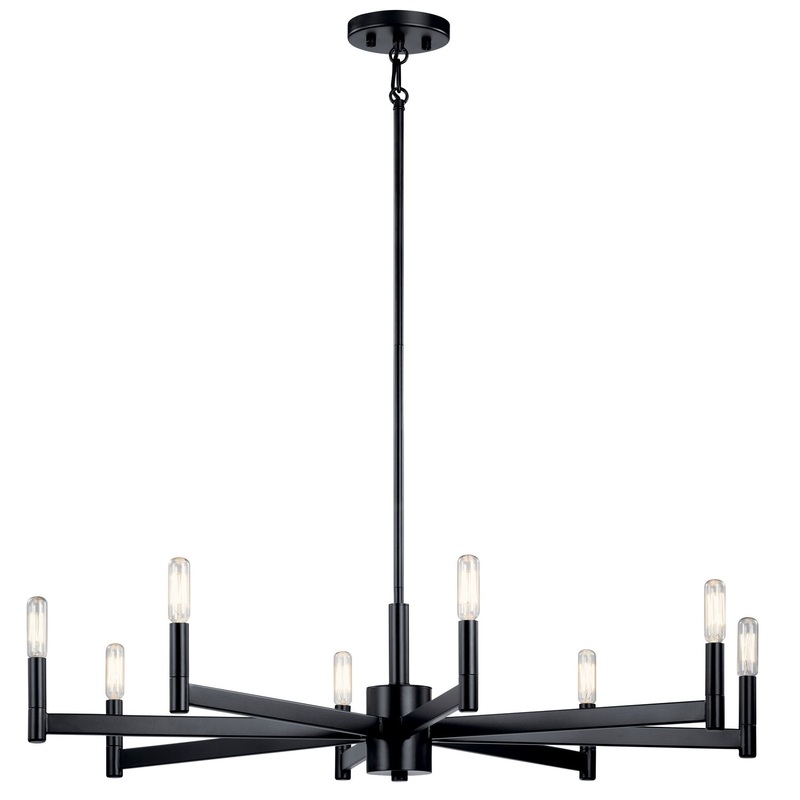 Kichler 43857BK Erzo Eight Light Chandelier, Black