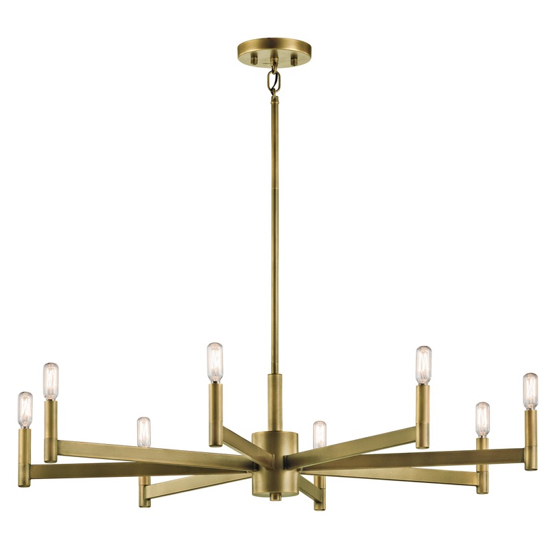 Kichler 43857NBR Erzo Eight Light Chandelier, Natural Brass