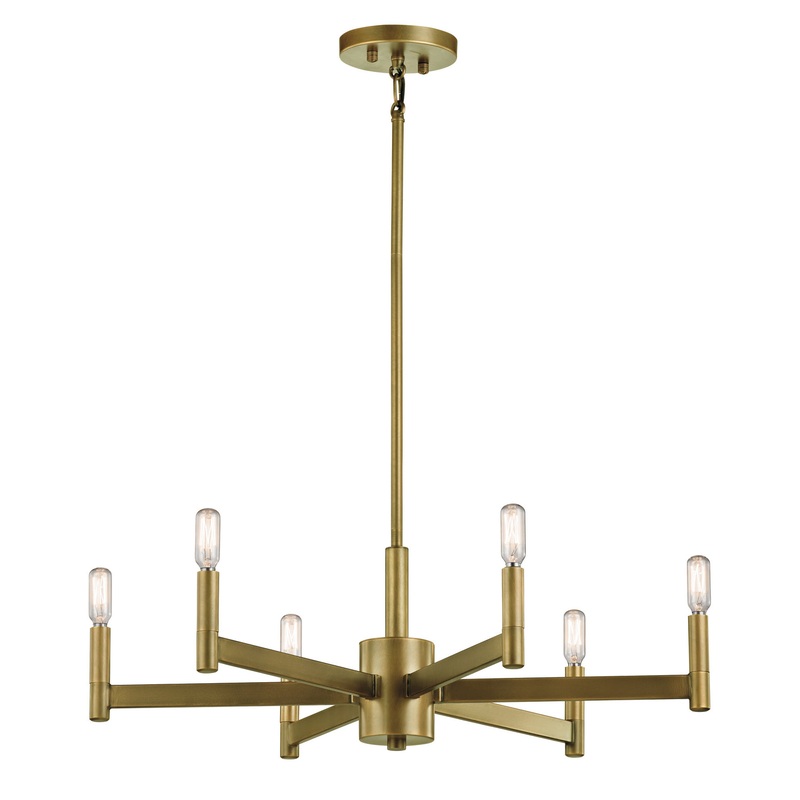 Kichler 43859NBR Erzo Six Light Chandelier, Natural Brass