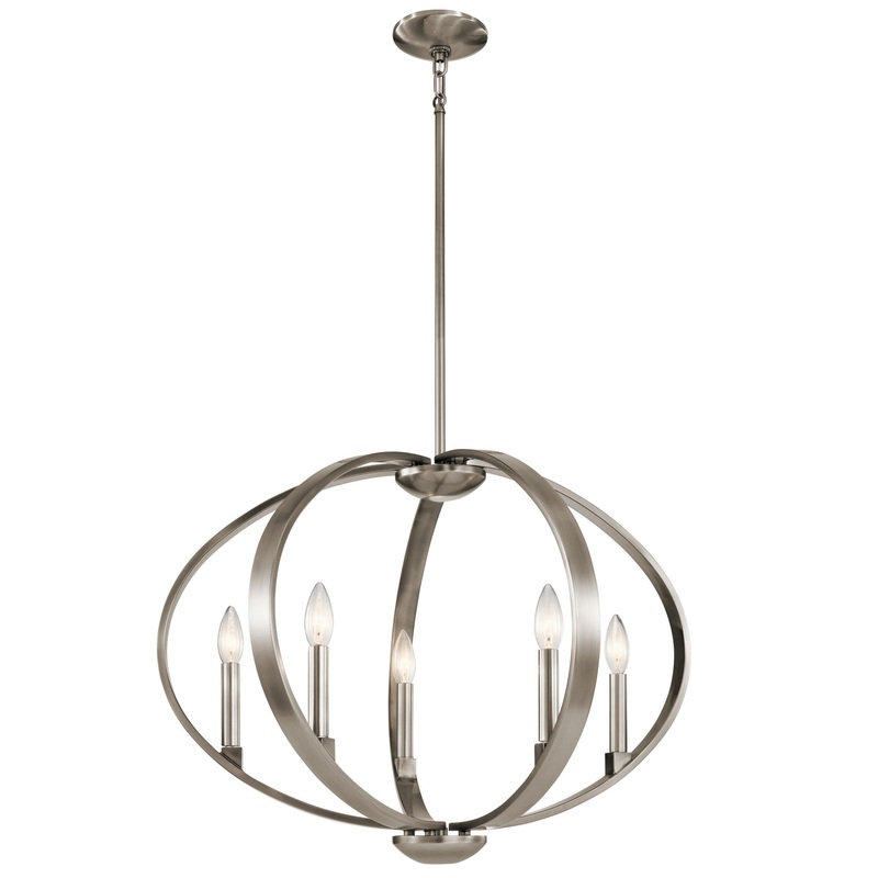 Kichler 43871CLP Elata Five Light Pendant, Classic Pewter