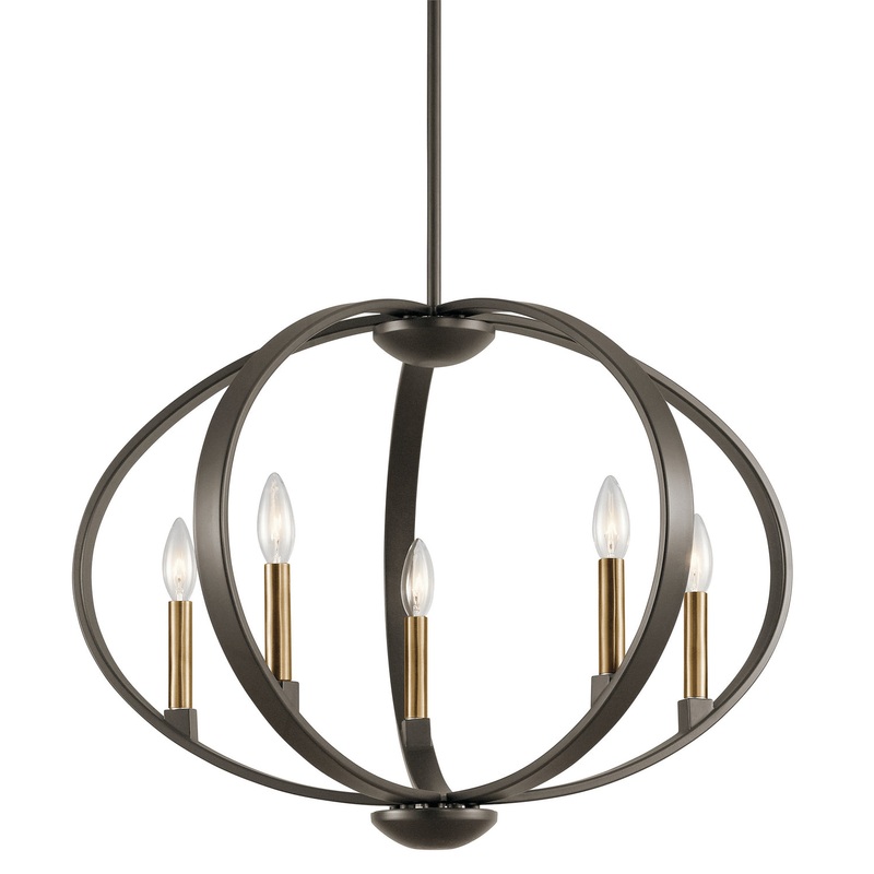 Kichler 43871OZ Elata Five Light Pendant, Olde Bronze