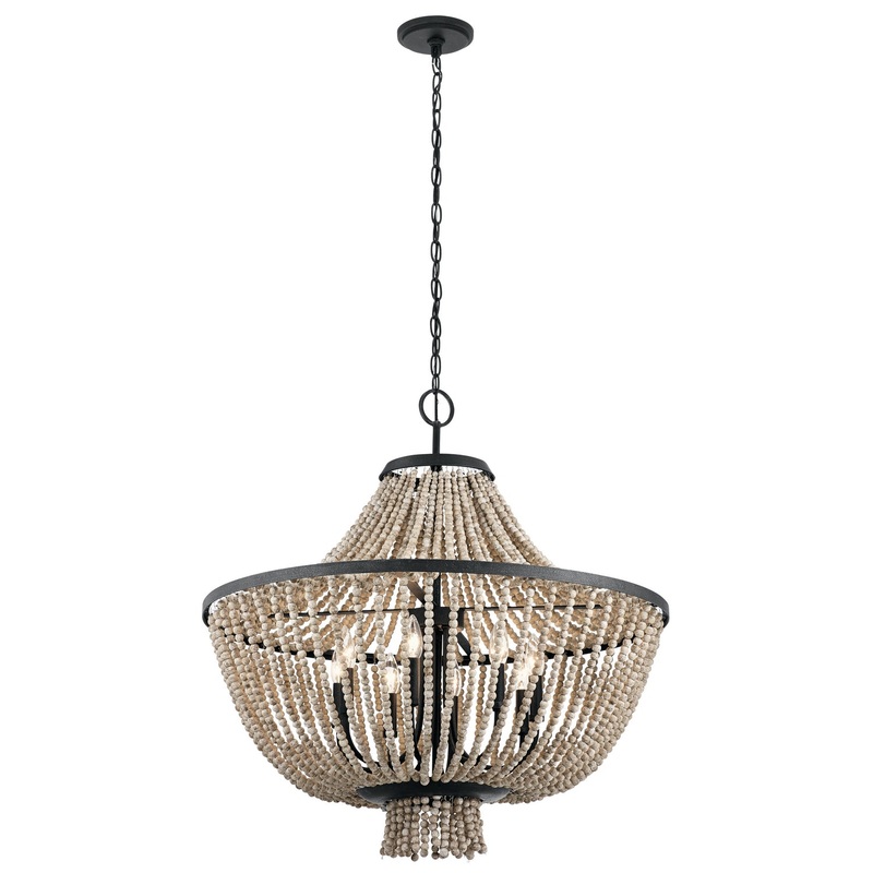 Kichler 43892DBK Brisbane Eight Light Chandelier, Distressed Black