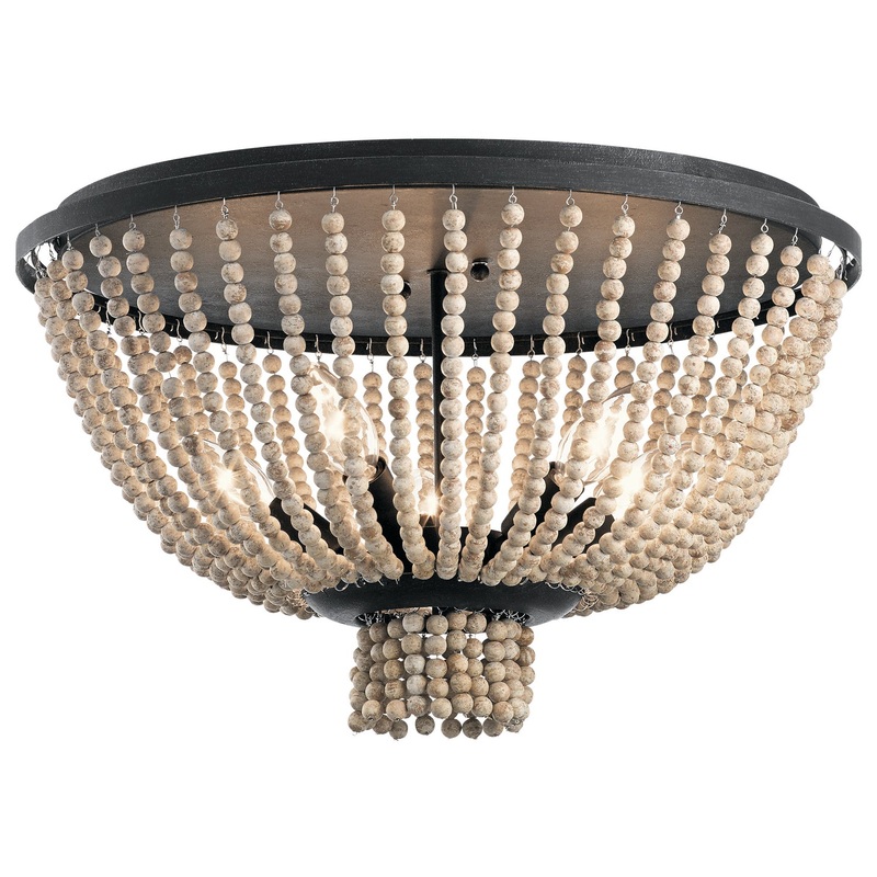 Kichler 43893DBK Brisbane Five Light Flush Mount, Distressed Black