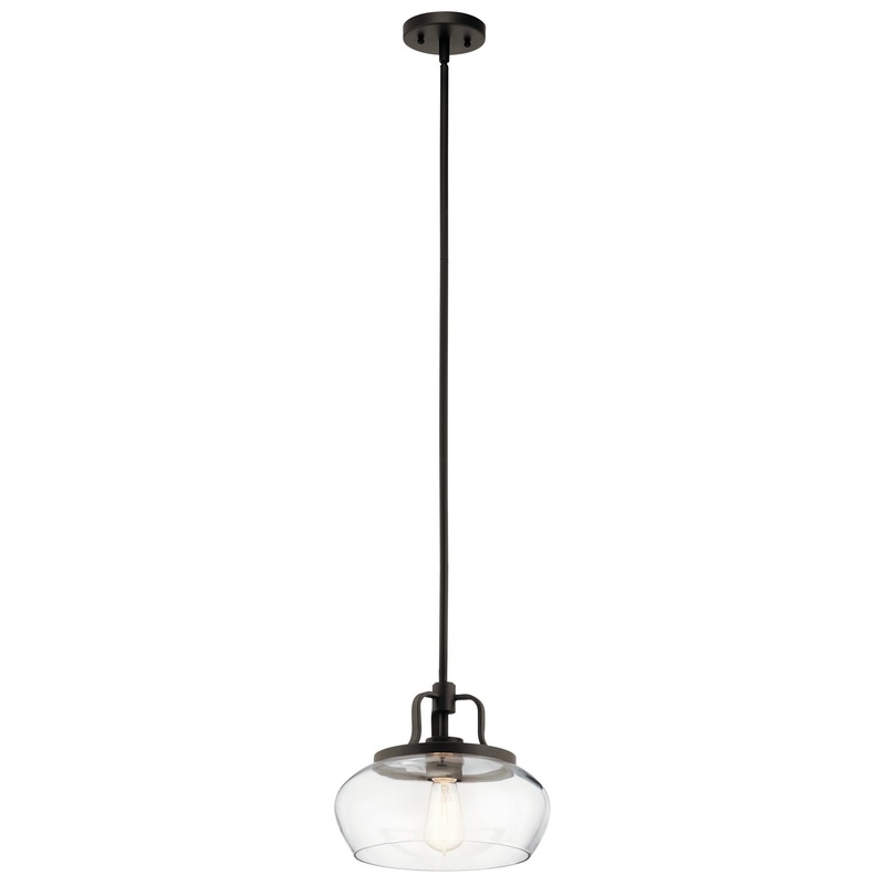 Kichler 43903OZ Davenport One Light Pendant/Semi Flush Mount, Olde Bronze