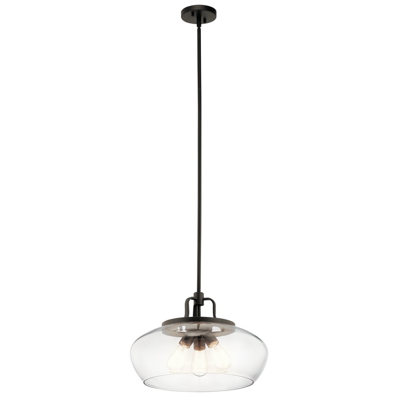 Kichler 43904OZ Davenport Three Light Pendant/Semi Flush Mount, Olde Bronze (Discontinued)
