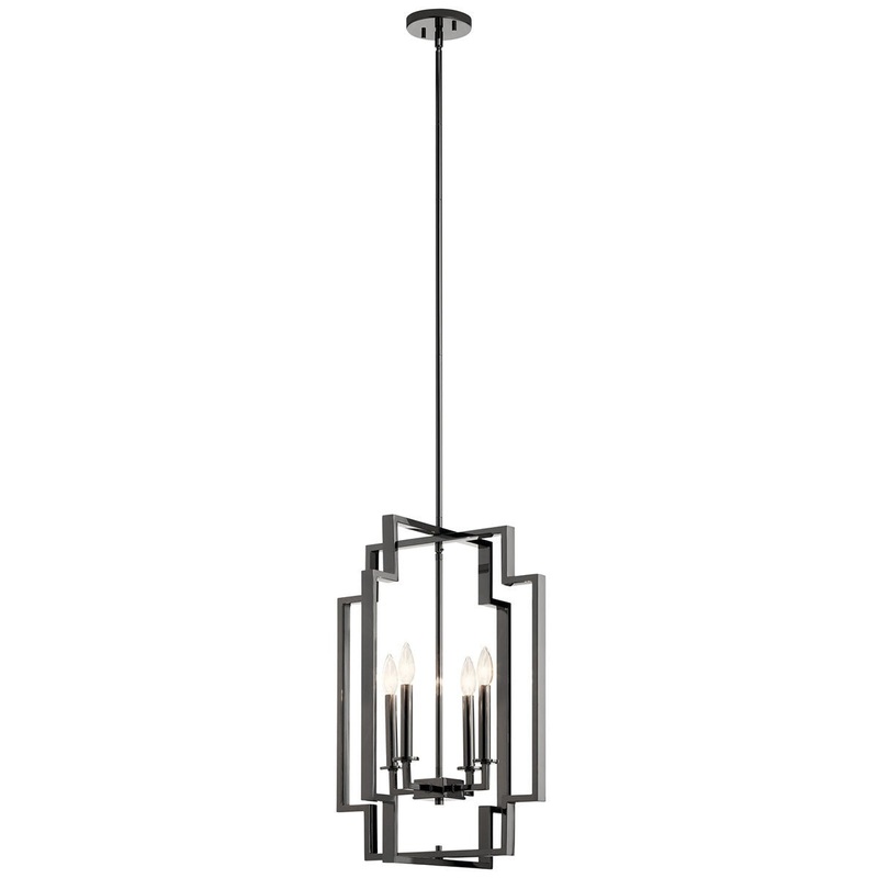 Kichler 43965MCH Downtown Deco Four Light Foyer Pendant, Midnight Chrome (Discontinued)
