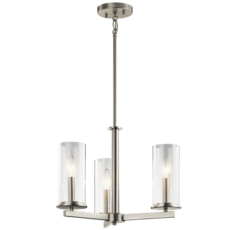 Kichler 43997NI Crosby Three Light Chandelier/Semi Flush Mount, Brushed Nickel