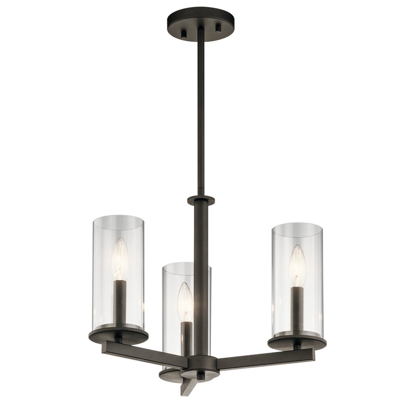 Kichler 43997OZ Crosby Three Light Chandelier/Semi Flush Mount, Olde Bronze