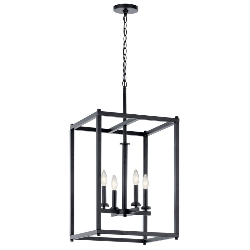 Kichler 43998BK Crosby Four Light Foyer Pendant, Black