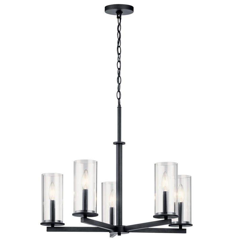 Kichler 43999BK Crosby Five Light Chandelier, Black