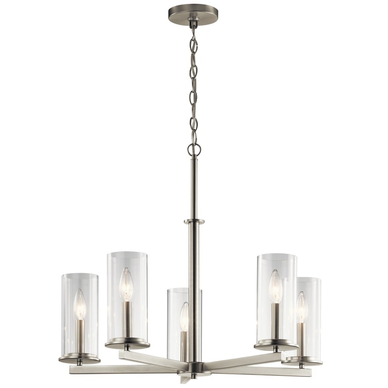 Kichler 43999NI Crosby Five Light Chandelier, Brushed Nickel