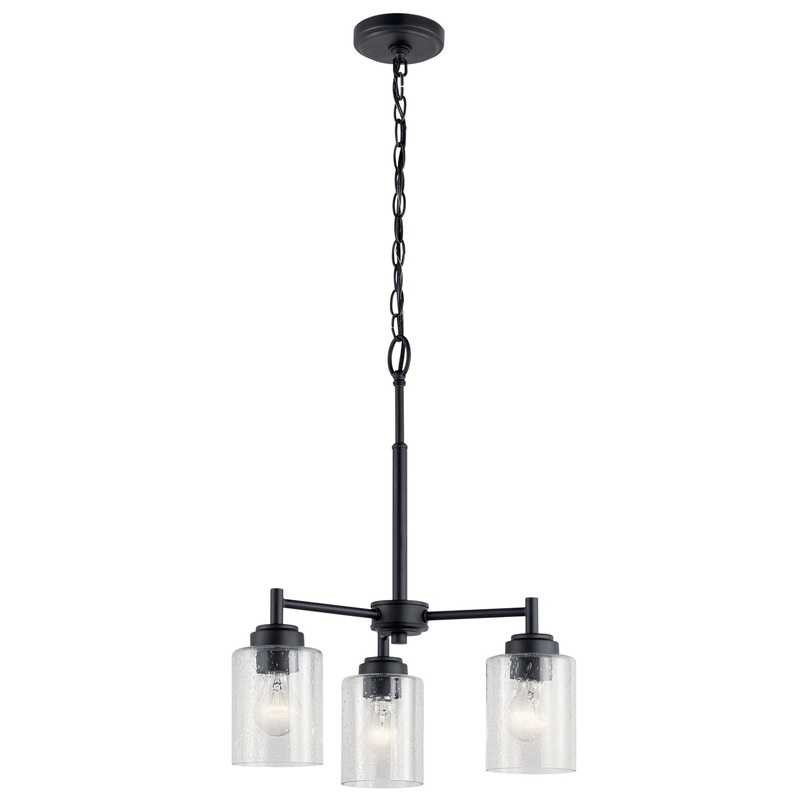 Kichler 44029BK Winslow Three Light Mini Chandelier, Black