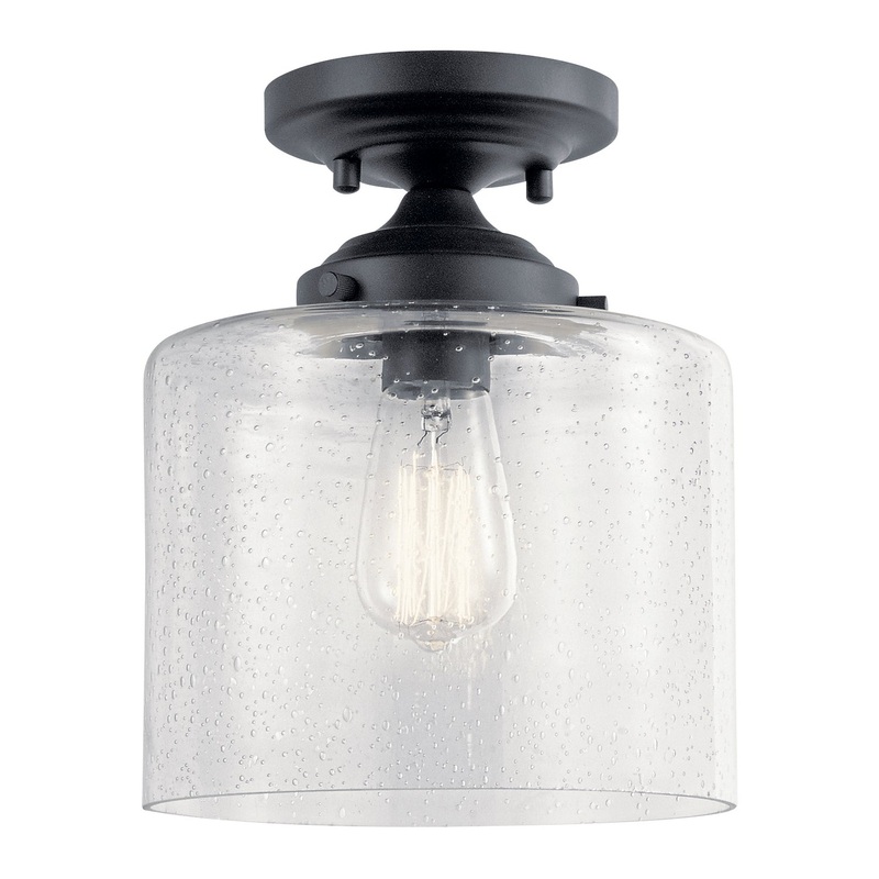 Kichler 44033BK Winslow One Light Semi Flush Mount, Black