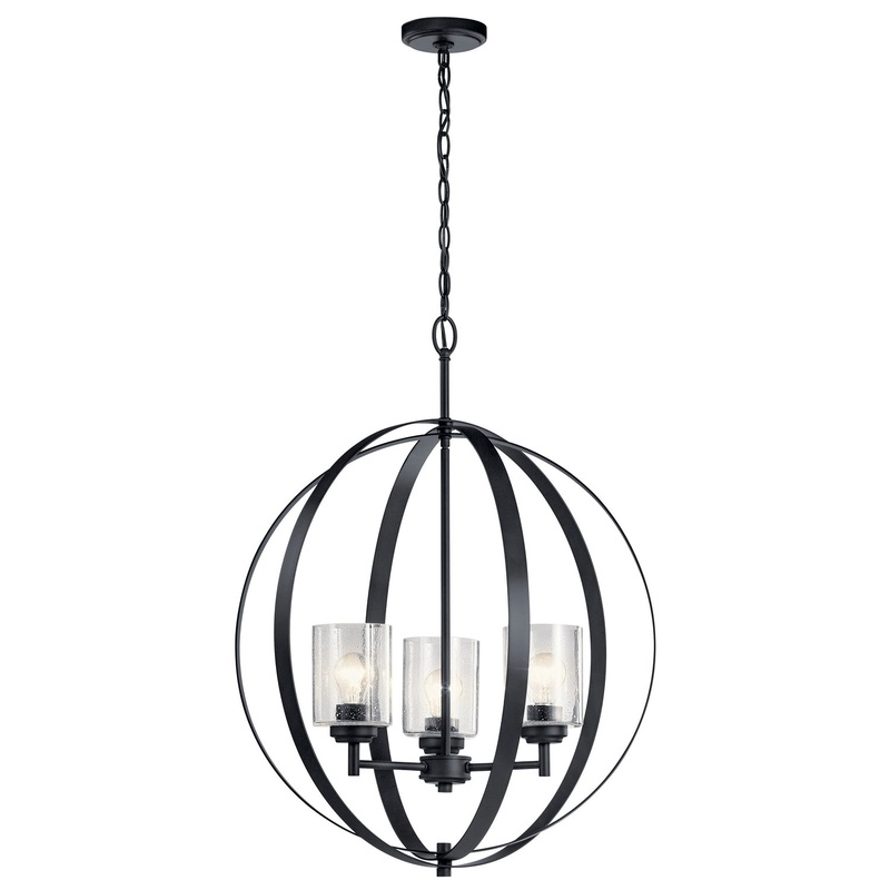 Kichler 44034BK Winslow Three Light Chandelier, Black