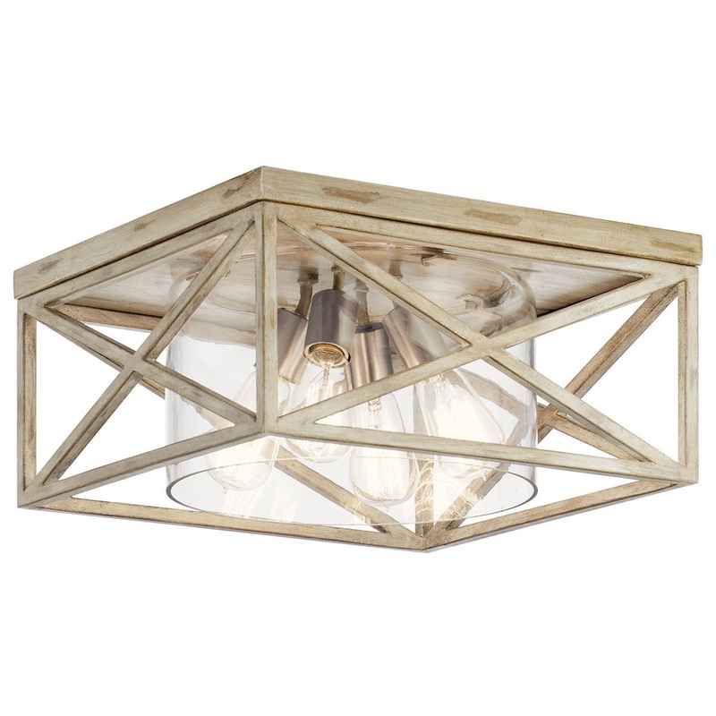 Kichler 44084DAW Moorgate Four Light Flush Mount, Distressed Antique White