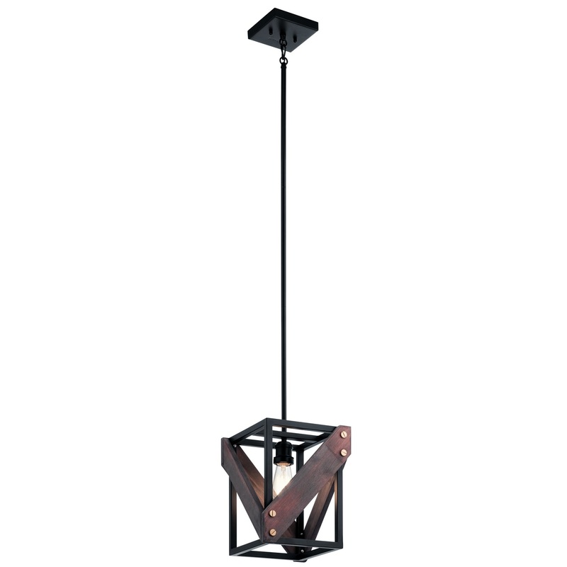 Kichler 44223BK Fulton Cross One Light Pendant, Black (Discontinued)