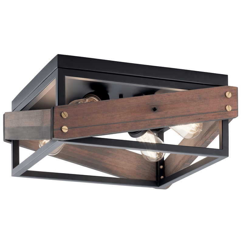Kichler 44224BK Fulton Cross Four Light Flush Mount, Black (Discontinued)