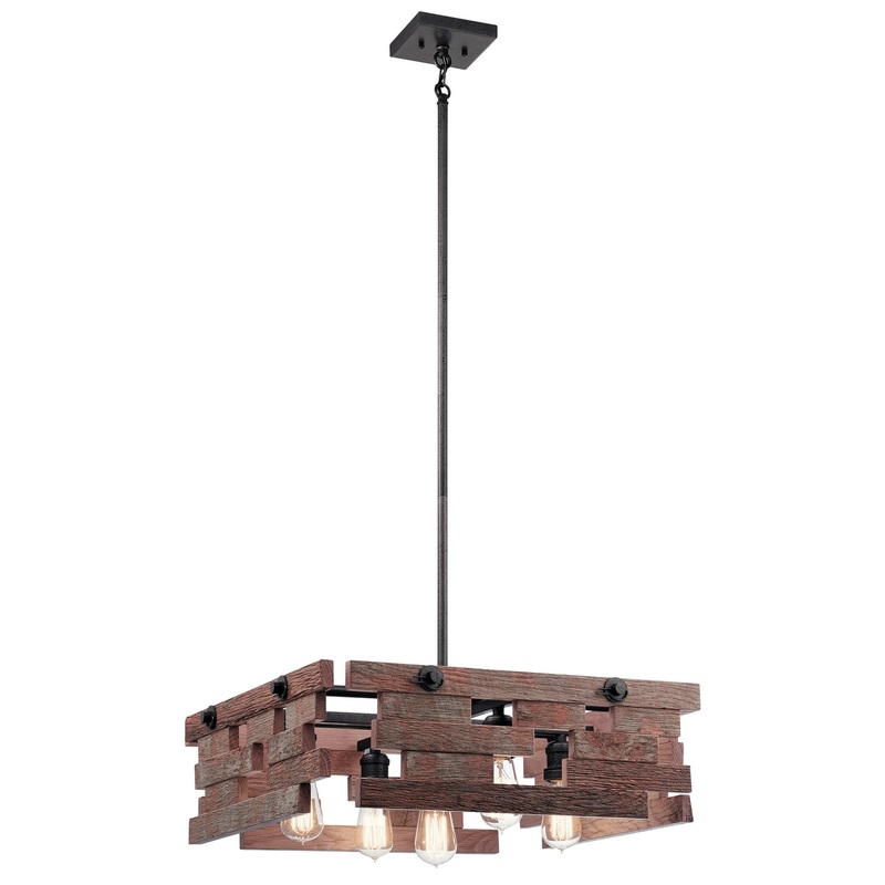 Kichler 44228AVI Cuyahoga Mill Five Light Pendant, Anvil Iron