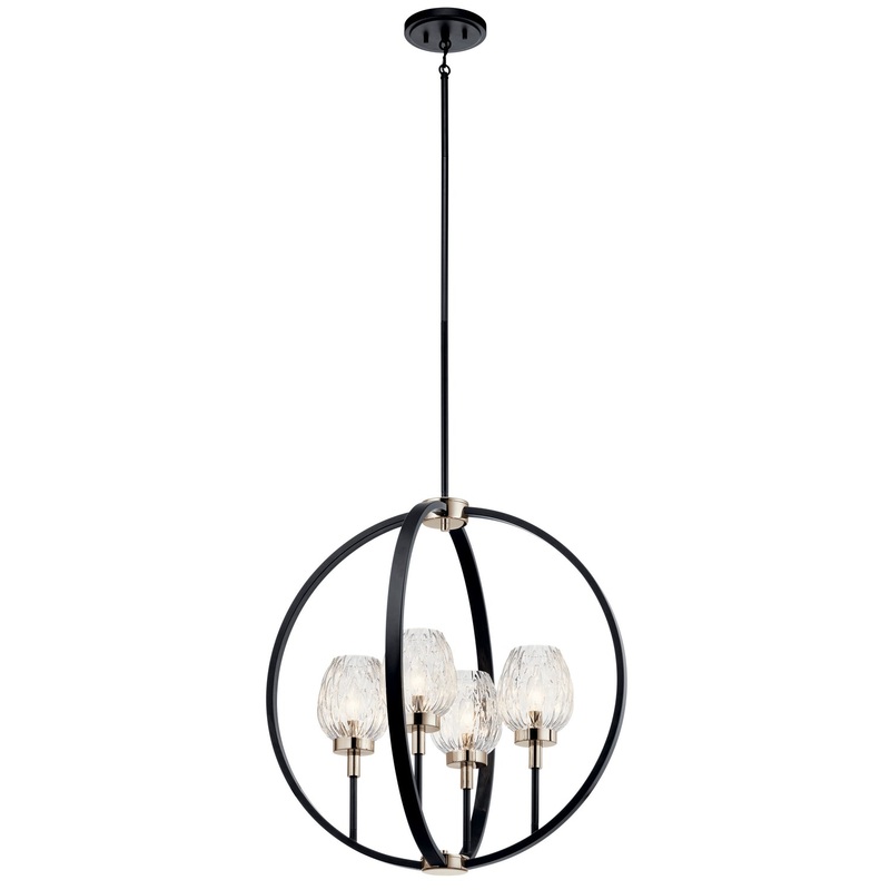 Kichler 44239BK Moyra Four Light Pendant, Black