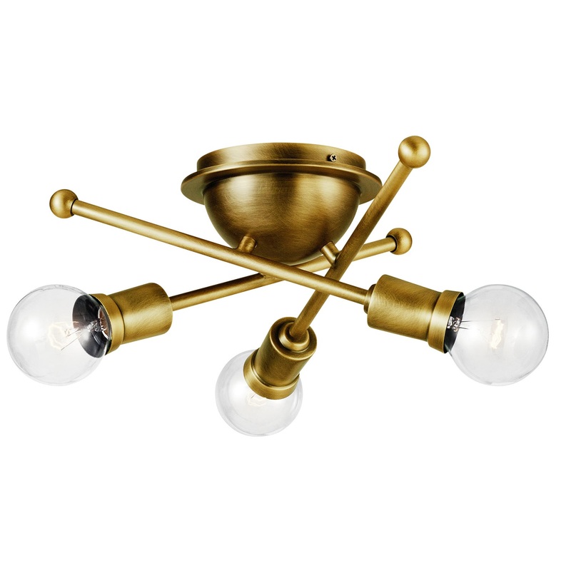 Kichler 43196NBR Armstrong Three Light Flush Mount, Natural Brass