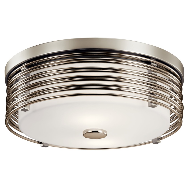 Kichler 43293SN Bensimone Two Light Flush Mount, Satin Nickel (Discontinued)