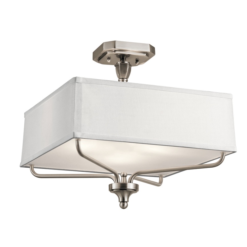 Kichler 43309CLP Arlo Three Light Semi Flush Mount, Classic Pewter