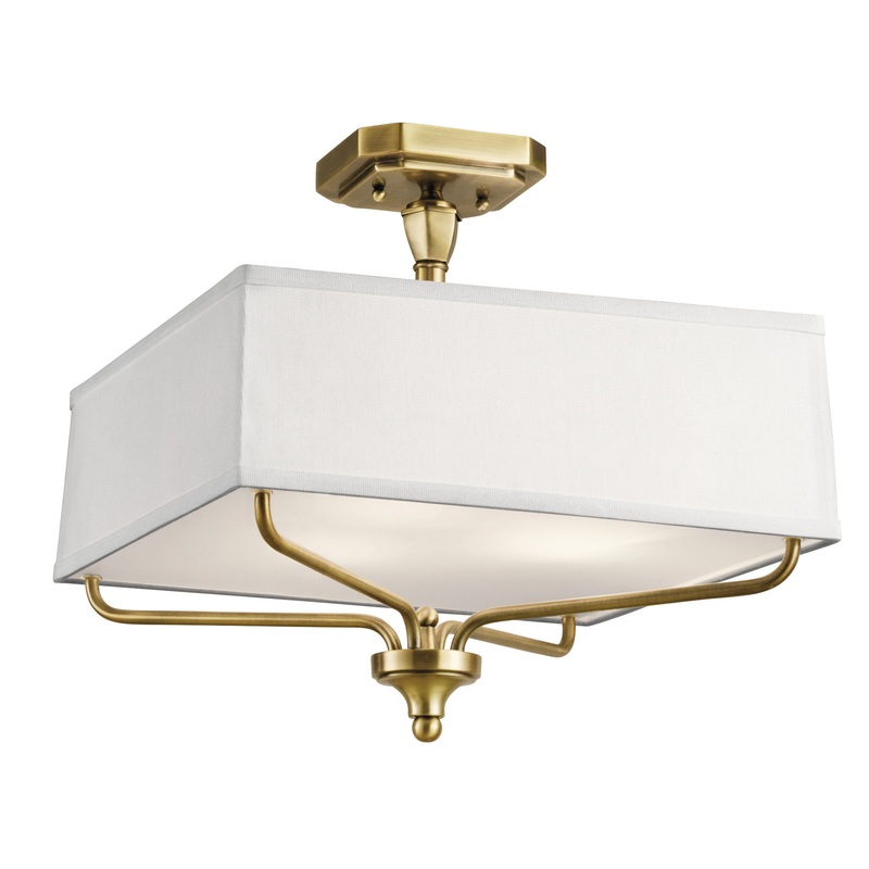 Kichler 43309NBR Arlo Three Light Semi Flush Mount, Natural Brass