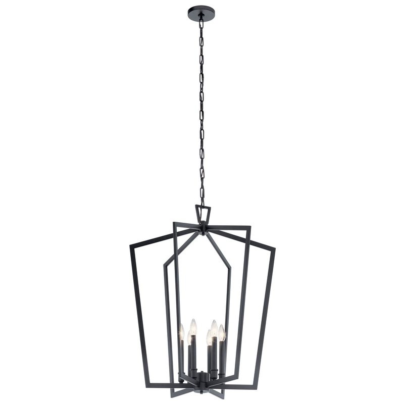 Kichler 43495BK Abbotswell Six Light Chandelier, Black