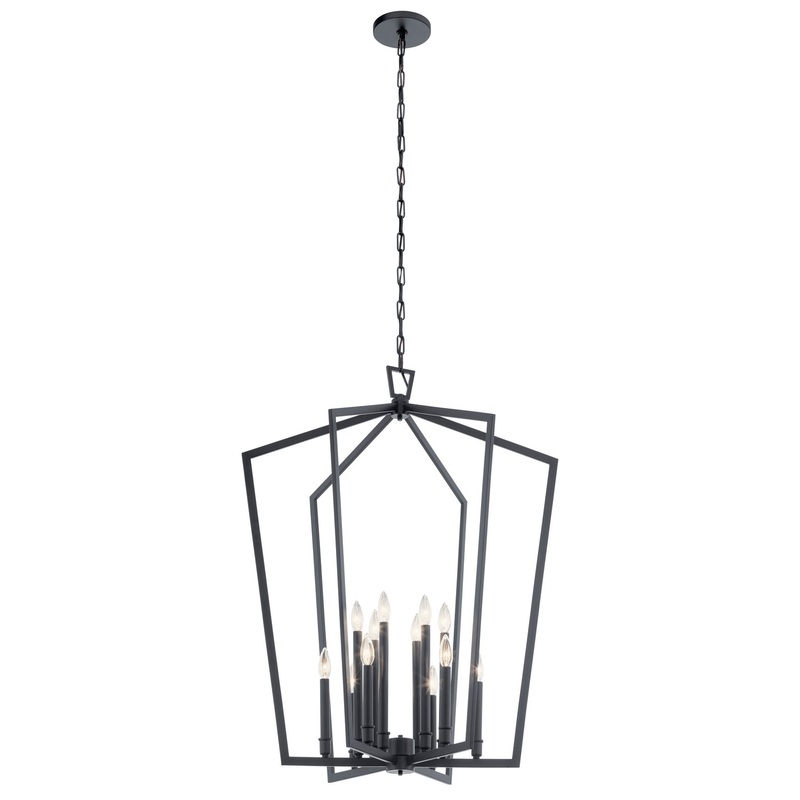 Kichler 43496BK Abbotswell 12 Light Foyer Pendant, Black