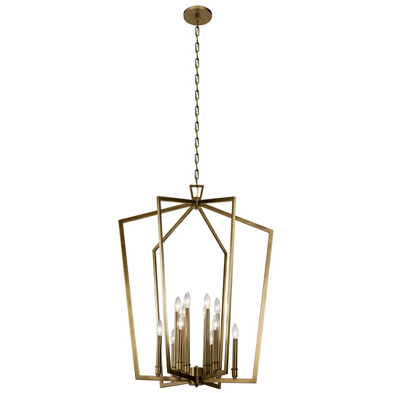 Kichler 43496NBR Abbotswell 12 Light Foyer Chandelier, Natural Brass